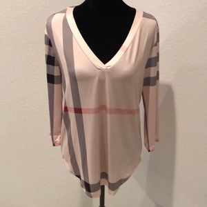 Status plaid tunic v neck shirt